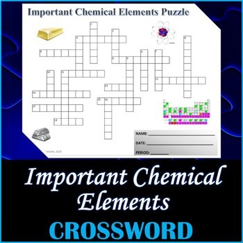 Preview of Important Chemical Elements Crossword Puzzle Activity Worksheet