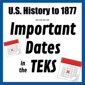 Preview of Important Dates Posters / Anchor Chart - 8th Grade Social Studies TEKS