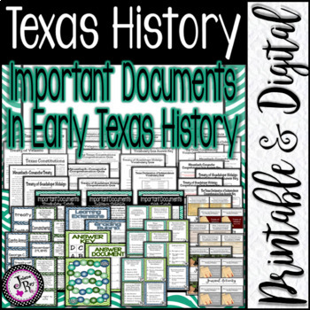 Preview of Texas History / Important Documents in Texas History / Printable & Digital