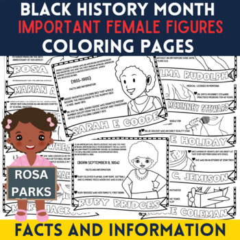 Preview of Important Female Figures Black History Month,Facts ~ Information,Coloring Sheets