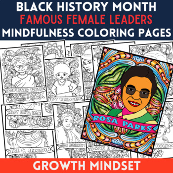 Preview of Important Female Figures in Black History Month,Mindfulness Coloring Sheets