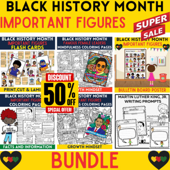 Preview of Important Figures In Black History Month Teaching Resources~Coloring~BUNDLE