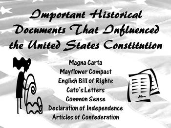 Preview of Important Historical Document That Influenced the United States Constitutions