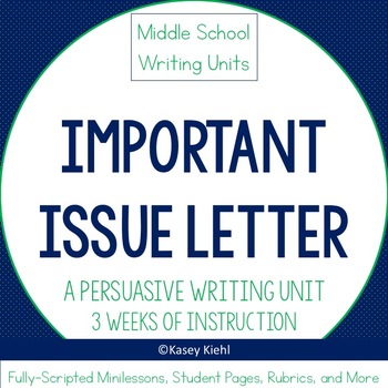 Preview of Important Issue Letter: A Persuasive Writing Unit (6-8)
