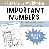 Important Numbers Preschool Worksheet for Learning Telepho