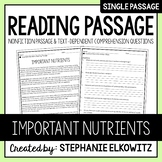 Important Nutrients Reading Passage | Printable & Digital