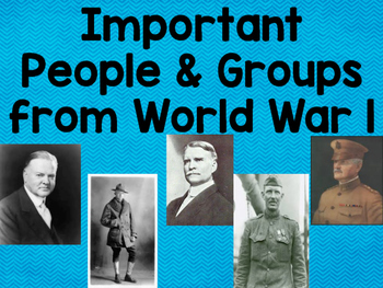 Important People and Groups from World War I (5.44) | TPT