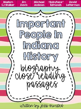 Preview of Important People from Indiana Biography Close Reading Passages