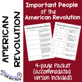 Important People of the American Revolution Editable Packet
