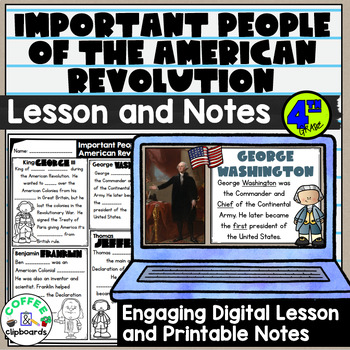 Preview of Important People of the American Revolution Lesson and Activities (SS4H1b)
