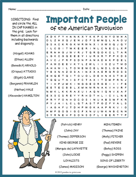 Important People of the American Revolution Word Search FUN by Puzzles