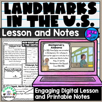 Preview of Important Places in the United States: Digital PPT Lesson and notes (SS5G1)