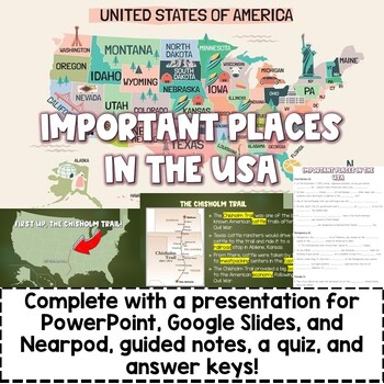 Preview of Important Places in the USA Lesson and Notes (GSE Aligned)