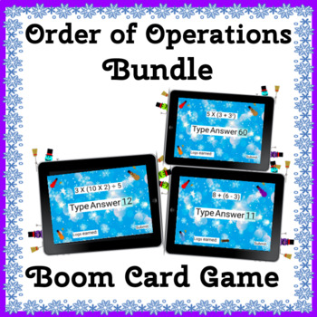 Preview of Impostor Snowman (Winter) Order of Operations PEMDAS Bundle | Boom Cards