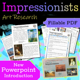 Impressionism - Art History with Fillable PDF Questions, P