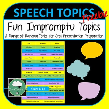 Preview of Impromptu Speech Topics to Improve Oral Presentation Skills ELA
