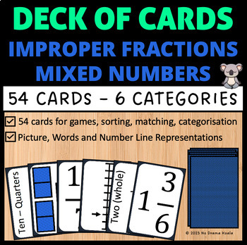 Preview of Improper Fraction Mixed Number Card Match, Sort & Games