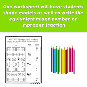 improper fraction and mixed number worksheets by the wild