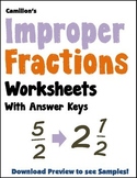 Converting Improper Fractions To Mixed Numbers Matching Wo