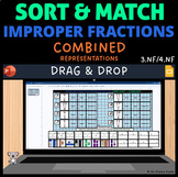 Improper Fractions Card Sort & Match - Combined Representa