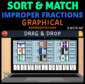 Preview of Improper Fractions Card Sort & Match - Graphical - Digital