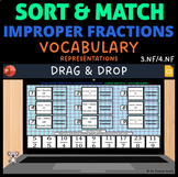 Improper Fractions Card Sort & Match - Vocabulary - Digital