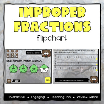 Preview of Improper Fractions ActivInspire Flipchart - Third Grade