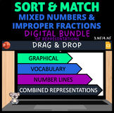Improper Fractions Mixed Number Sort & Match Representatio