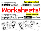 Improper Fractions/Mixed Numbers Worksheets