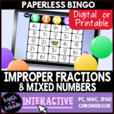 Improper Fractions & Mixed Numbers Digital Bingo Game - Ma