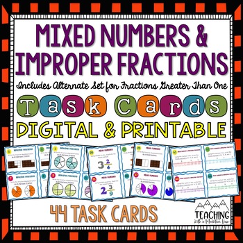 Preview of Improper Fractions & Mixed Numbers Task Cards