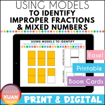 Preview of Improper Fractions To Mixed Numbers With Pictures Worksheet