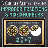 Improper Fractions and Mixed Numbers 3 Google Slides Lesso