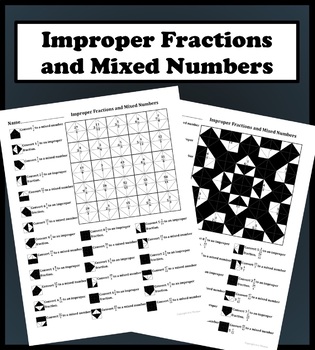 Preview of Improper Fractions and Mixed Numbers Color Worksheet