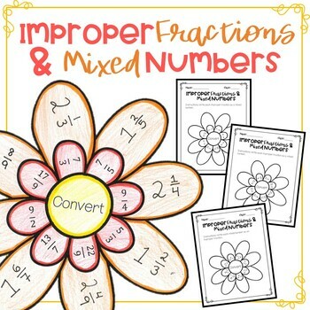 Preview of Improper Fractions and Mixed Numbers Fractions Flower Craft