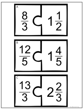 LA Dodgers Baseball Puzzle - Equivalent Fractions/Mixed Numbers