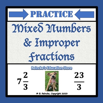 Preview of Improper Fractions and Mixed Numbers Practice Worksheets (3 worksheets)