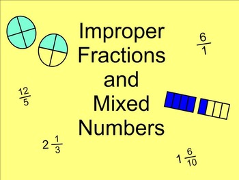 Preview of Improper Fractions and Mixed Numbers SMARTnotebook