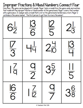 Improper Fractions and Mixed Numbers Task Cards by Teachers' Pet