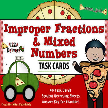 Preview of Improper Fractions and Mixed Numbers Task Cards