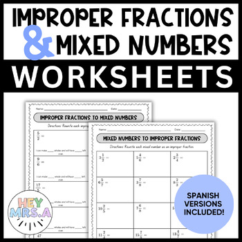Preview of Improper Fractions and Mixed Numbers Worksheets