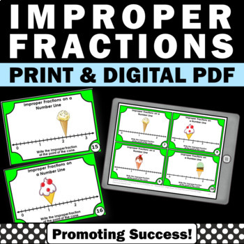 Preview of Introduction to Mixed Numbers and Improper Fractions on a Number Line Practice