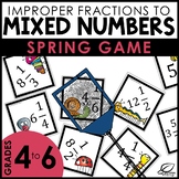 Spring Math Game - Improper Fractions to Mixed Numbers