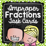 Improper Fractions to Mixed Numbers Task Cards for Centers