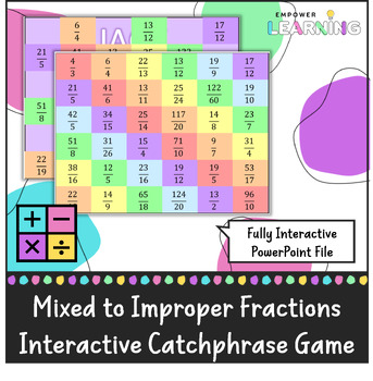 Preview of Improper Fractions to Mixed Numbers - Interactive Catchphrase Game