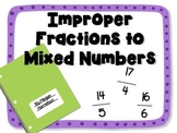 Improper Fractions to Mixed Numbers Task Cards