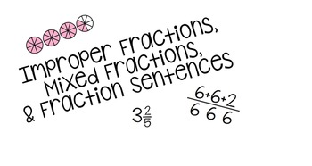 Preview of Improper and Mixed Fractions Task Cards and Review