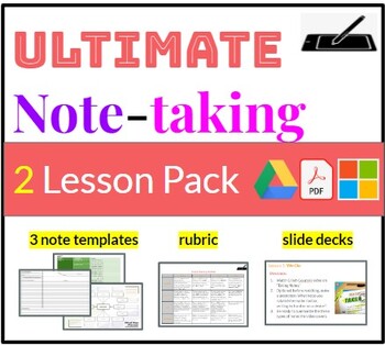 Preview of Better Note-taking Skills: templates; slides; rubric; quiz (Google & more)