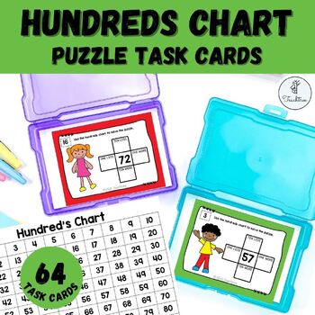 Preview of Improve Number Sense with Hundreds Chart Puzzle Task Cards