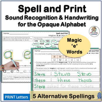 Preview of Improve Your Spelling with CVCe Words Printing Practice - Science of Reading